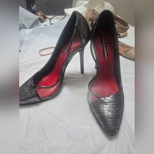 Charles Jourdan Black and Silver Women's Heels